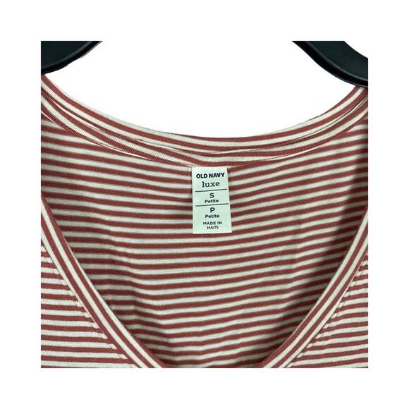 Old Navy Luxe V Neck Long Sleeve Striped Tee - Size Small Petite - Picture 2 of 3
